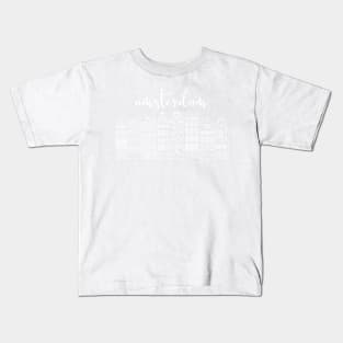 Facades of old canal houses from Amsterdam city illustration Kids T-Shirt